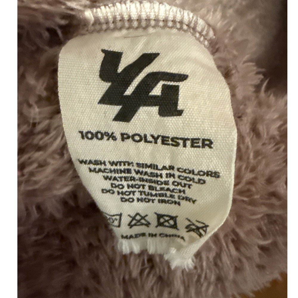 YoungLA‎ fuzzy teddy hoodie Small light pink tan full zip oversized EUC jacket - Picture 6 of 12